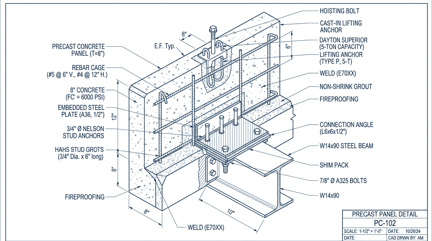 Precast detailing work with precast panel drawings