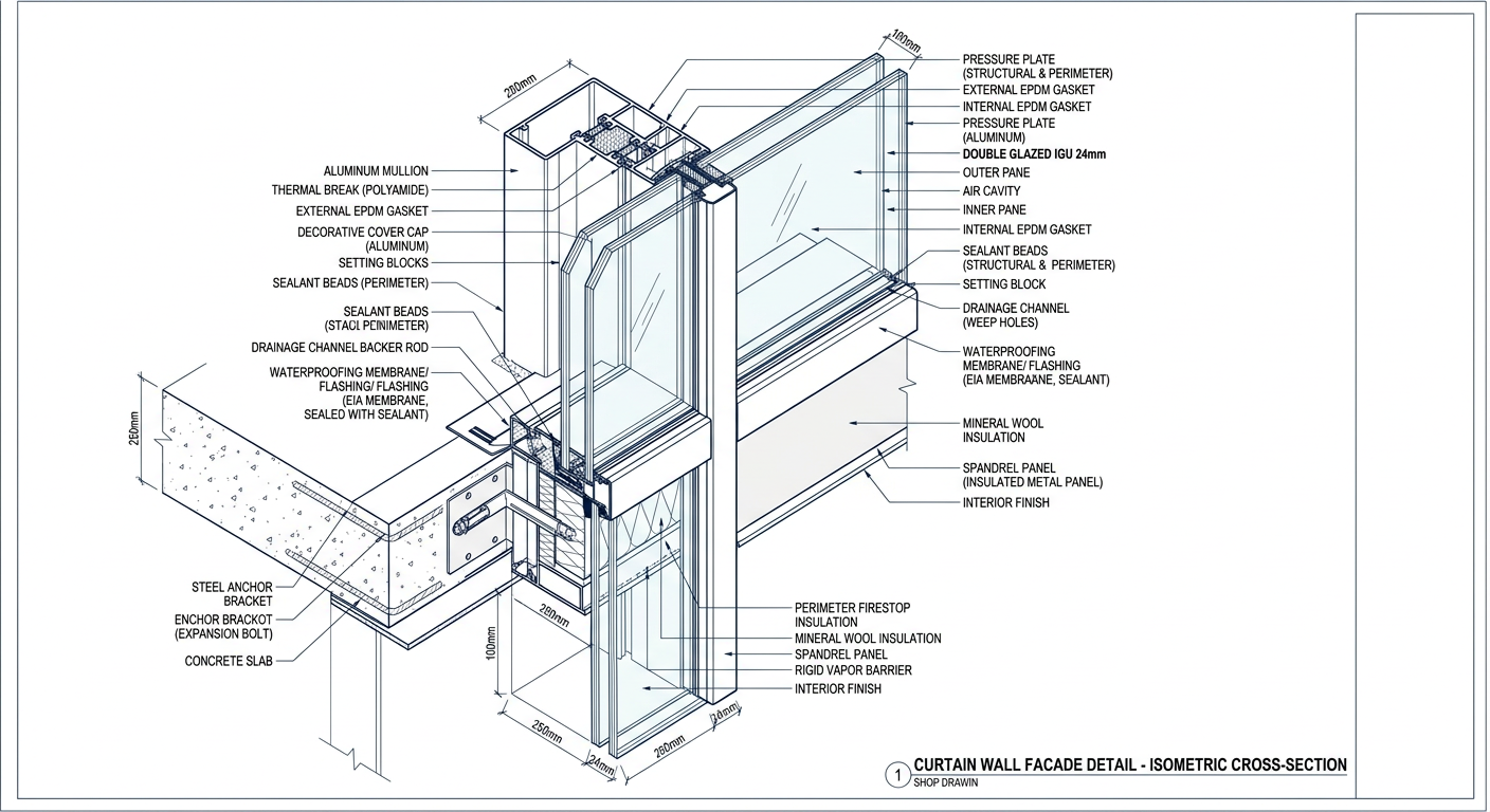 Window Wall System.drawing Facade & Curtain Wall Detailing | ACP, Glazing & Skylight Shop Drawings ...